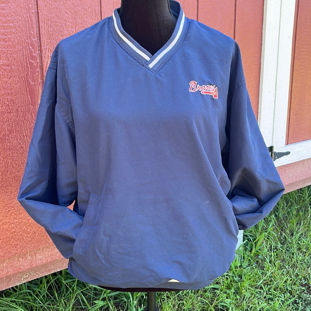 Vintage Atlanta Braves pullover v neck windbreaker . Size small. Unisex